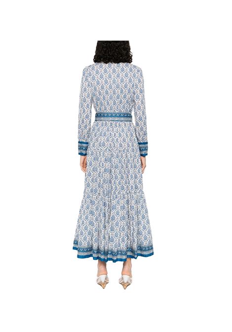 Abito Mc2 Saint Barth Jensen donna JENSEN03090H Blu cotone chemisier floreale cintura manica lunga MC2 SAINT BARTH | Abiti | JENSEN03090H10
